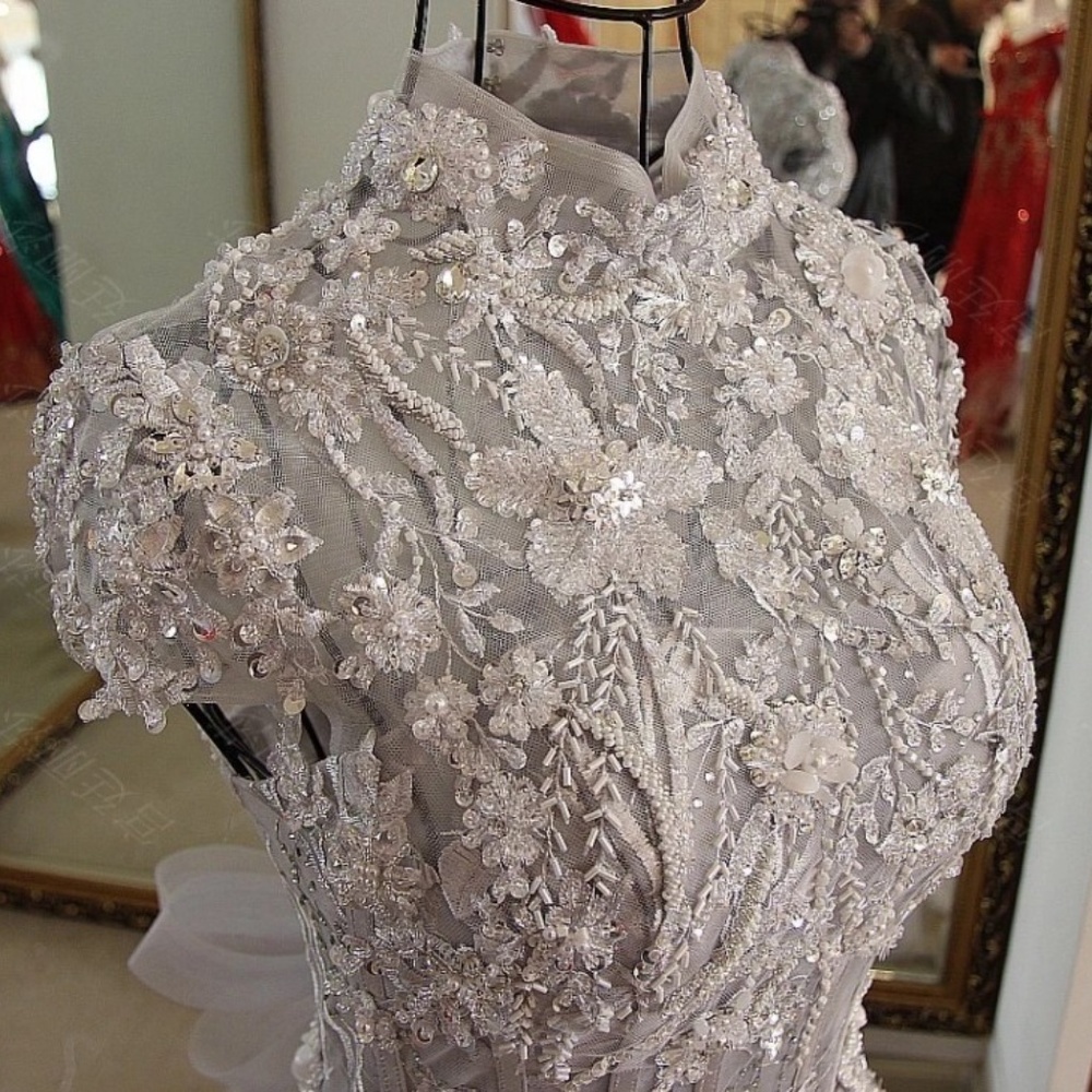 Custom Made Jeweled Diamond Flower Dress - Picture 1 of 5